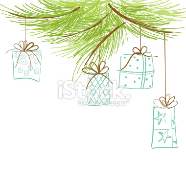 stock-illustration-21641843-sketchy-pine-branch-and-hanging-gifts 1