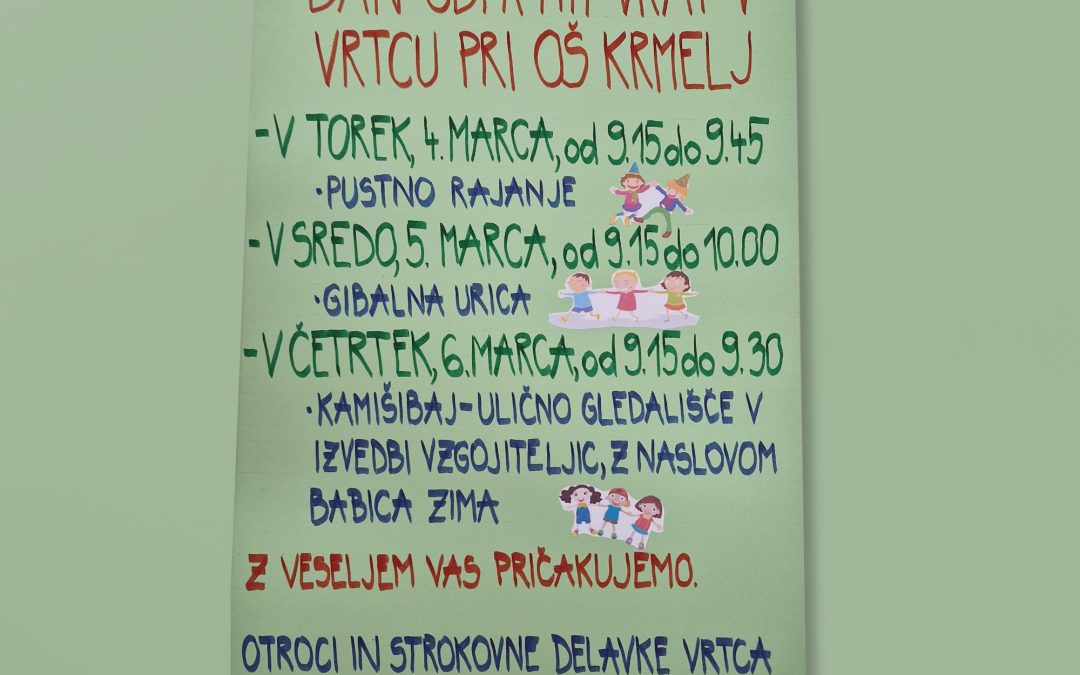 Dan odprtih vrat v vrtcu pri OŠ Krmelj